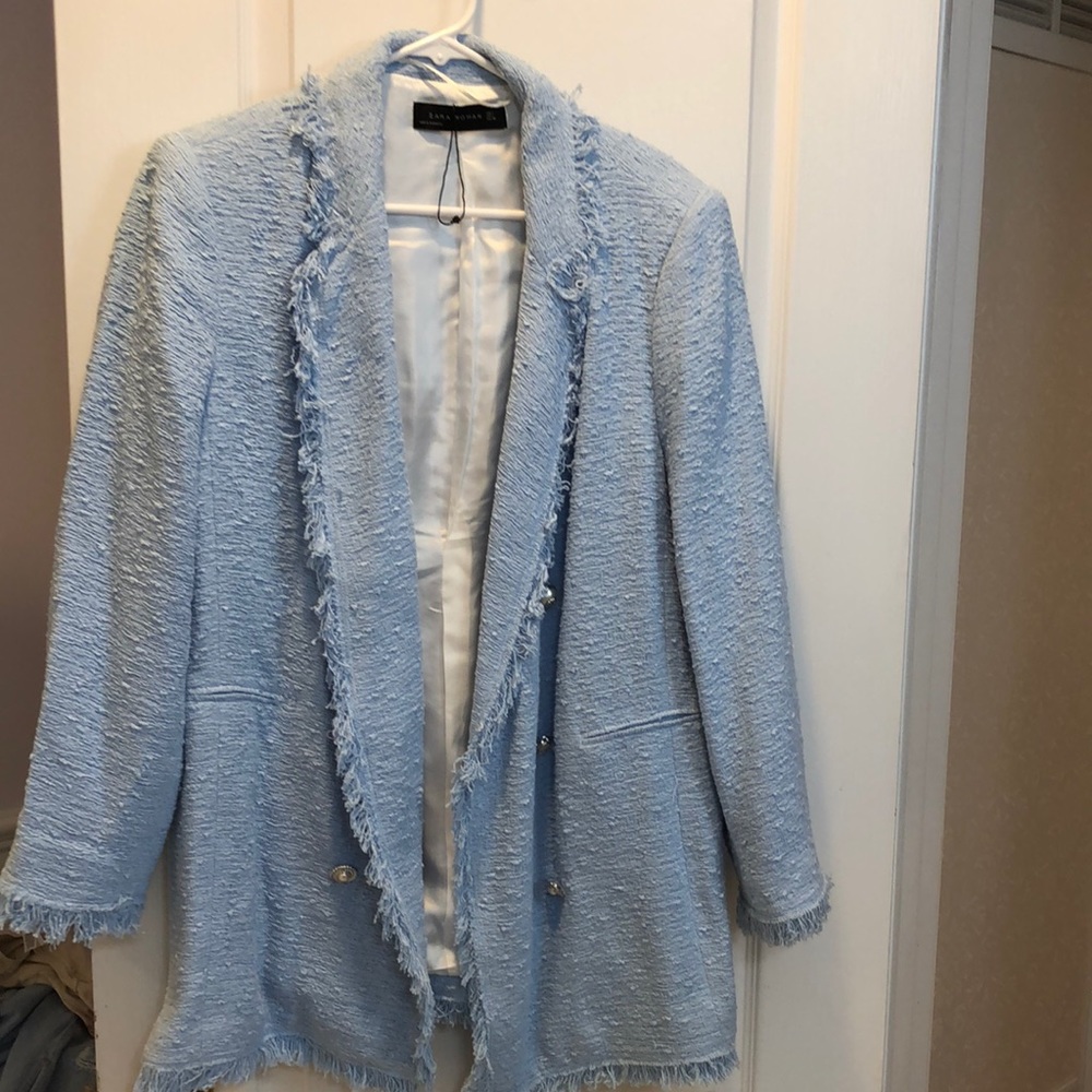 Zara Navy Blazer Elegant Suit Jacket